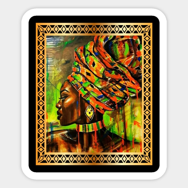 African Woman with Kente Pattern, African Artwork Sticker by logiamerch